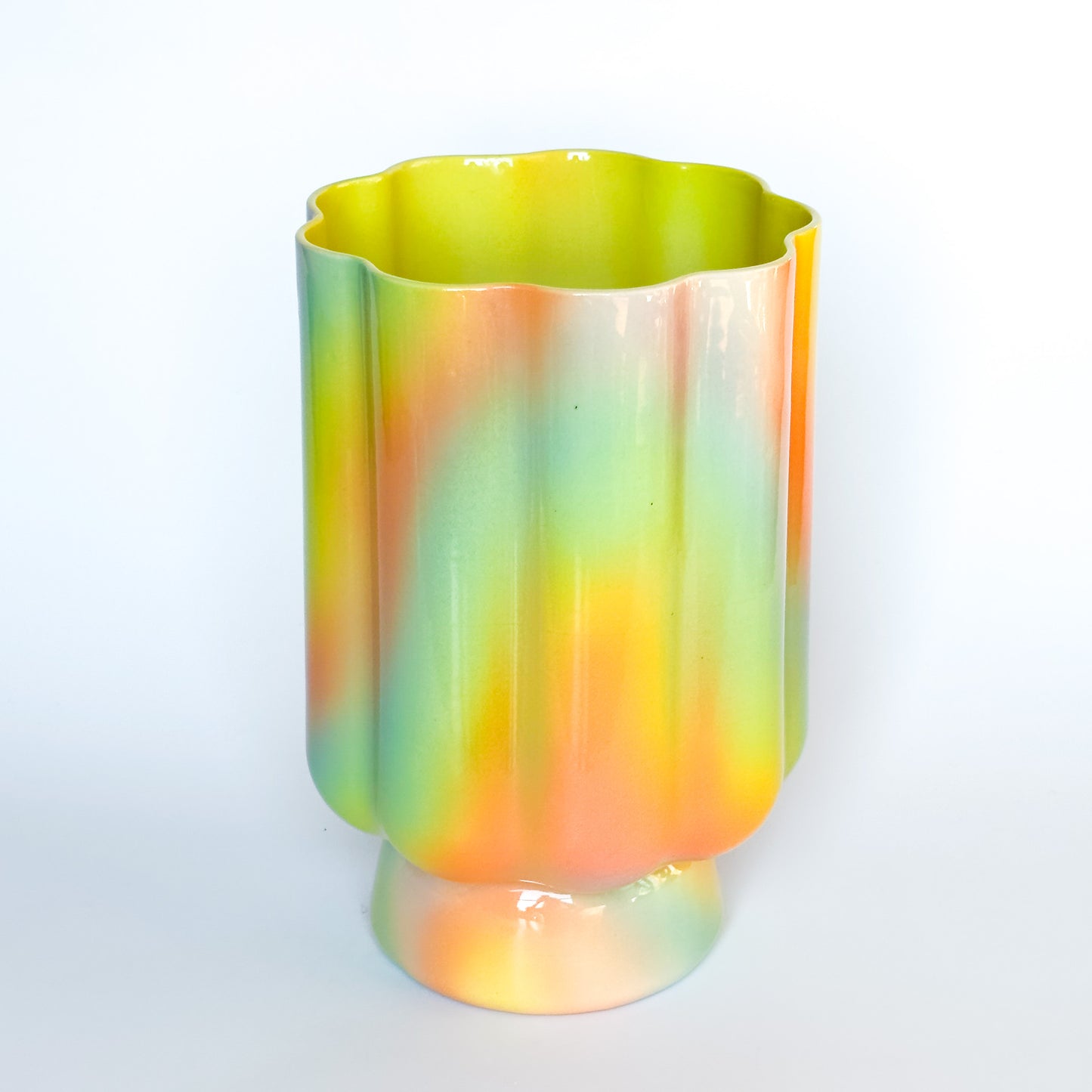 XL Pedestal Planter in Iridescent Rainbow