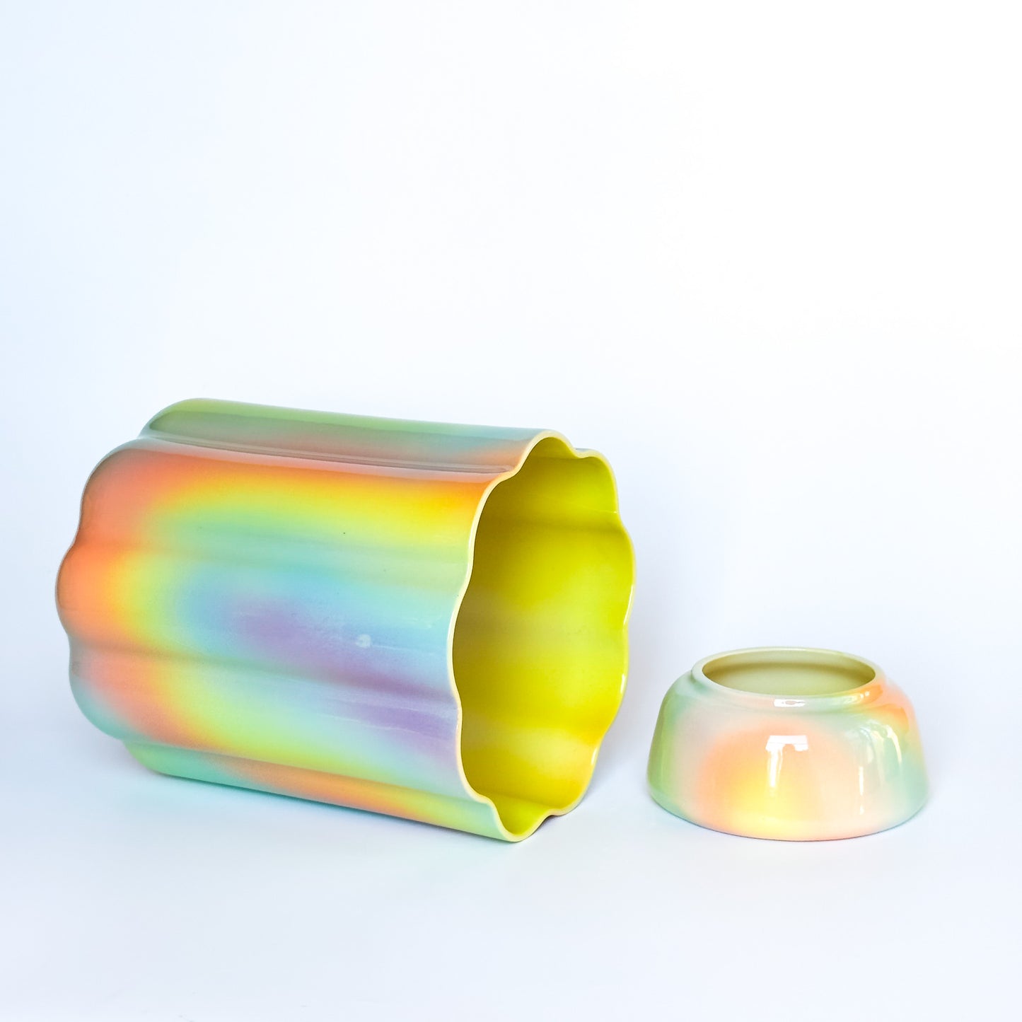 XL Pedestal Planter in Iridescent Rainbow