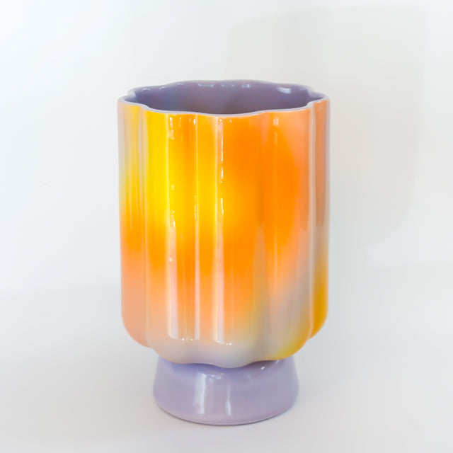 XL Pedestal Planter in Iridescent Sunset