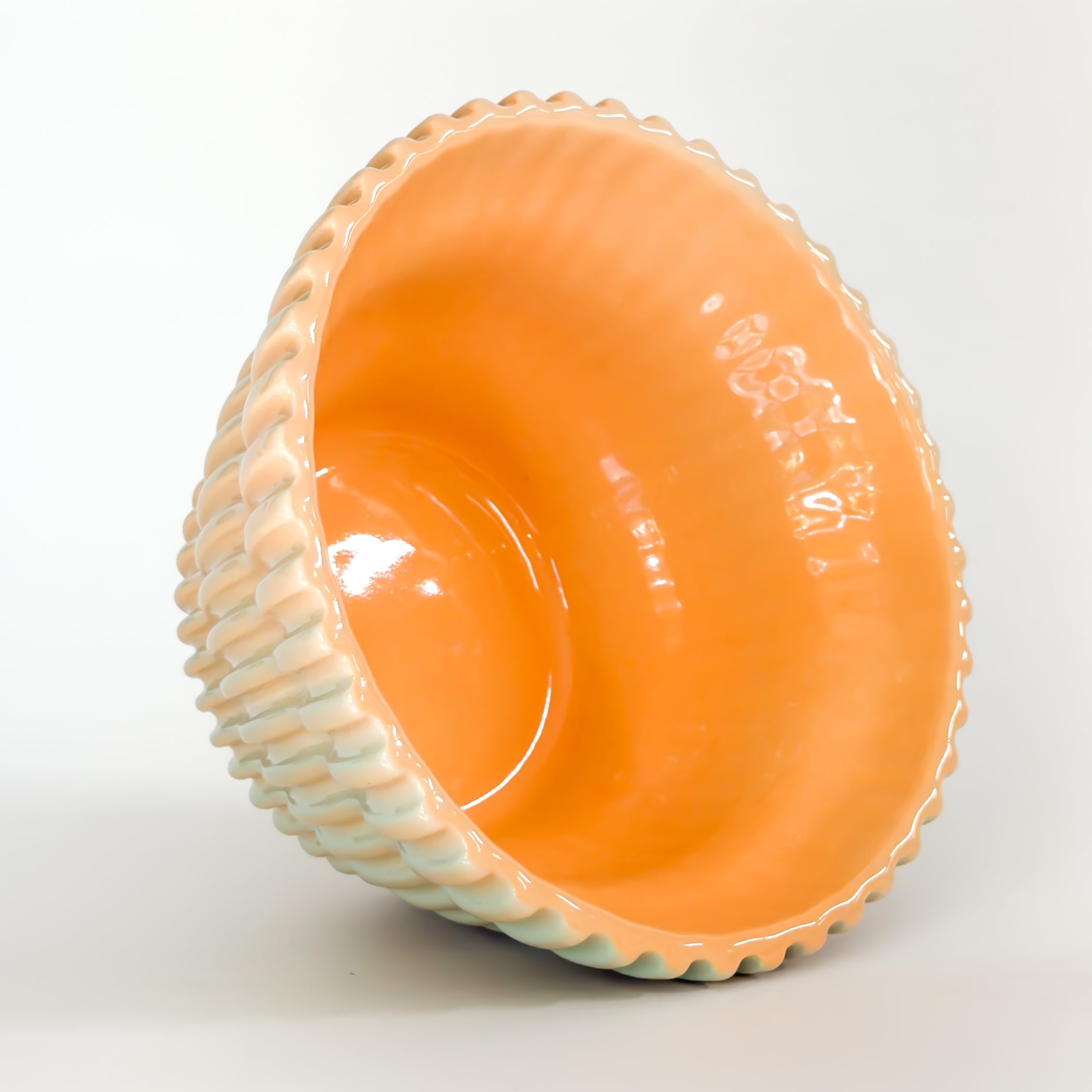 Cereal Bowl in Peach/turquoise