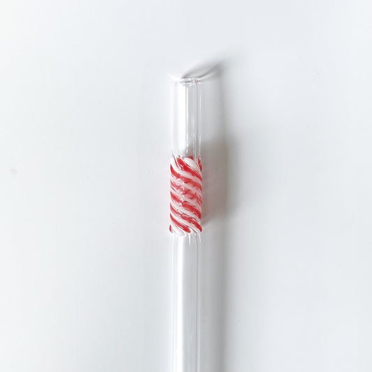 Glass Straw -  Candy Cane Swirl