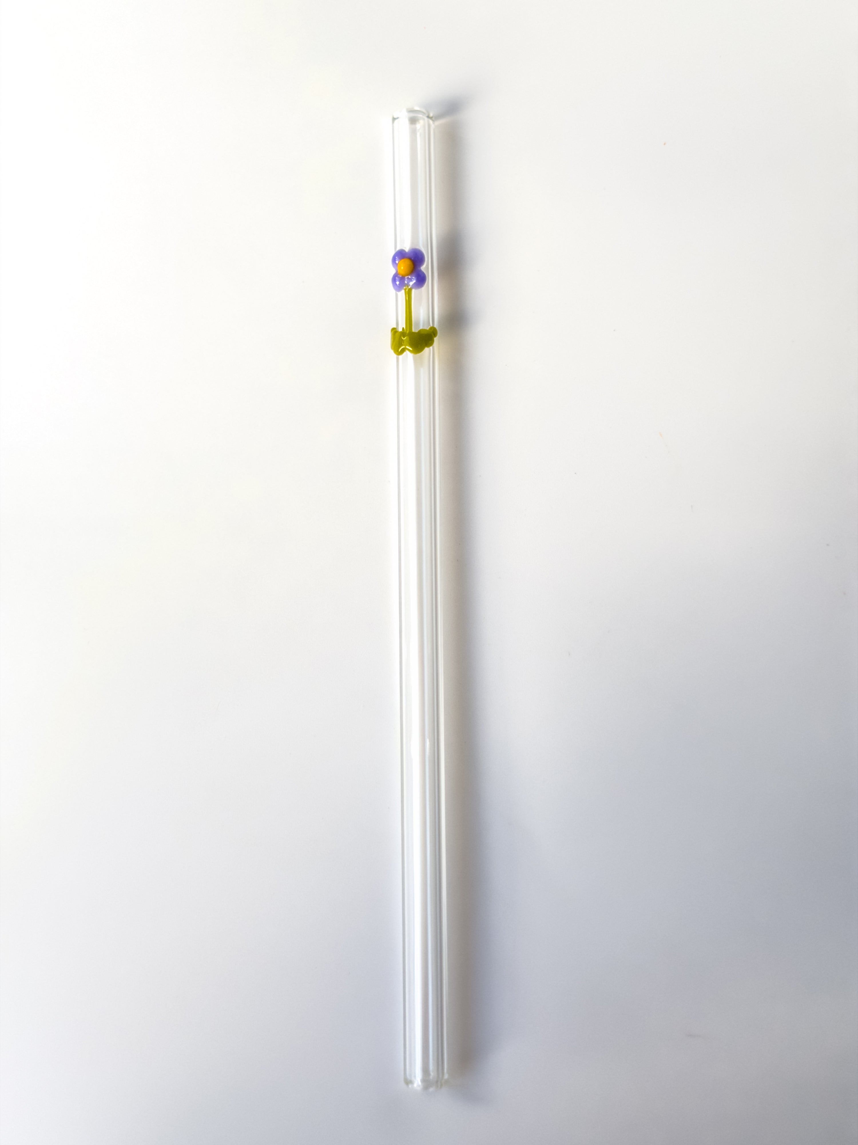 Glass Straw - little Purple Flower