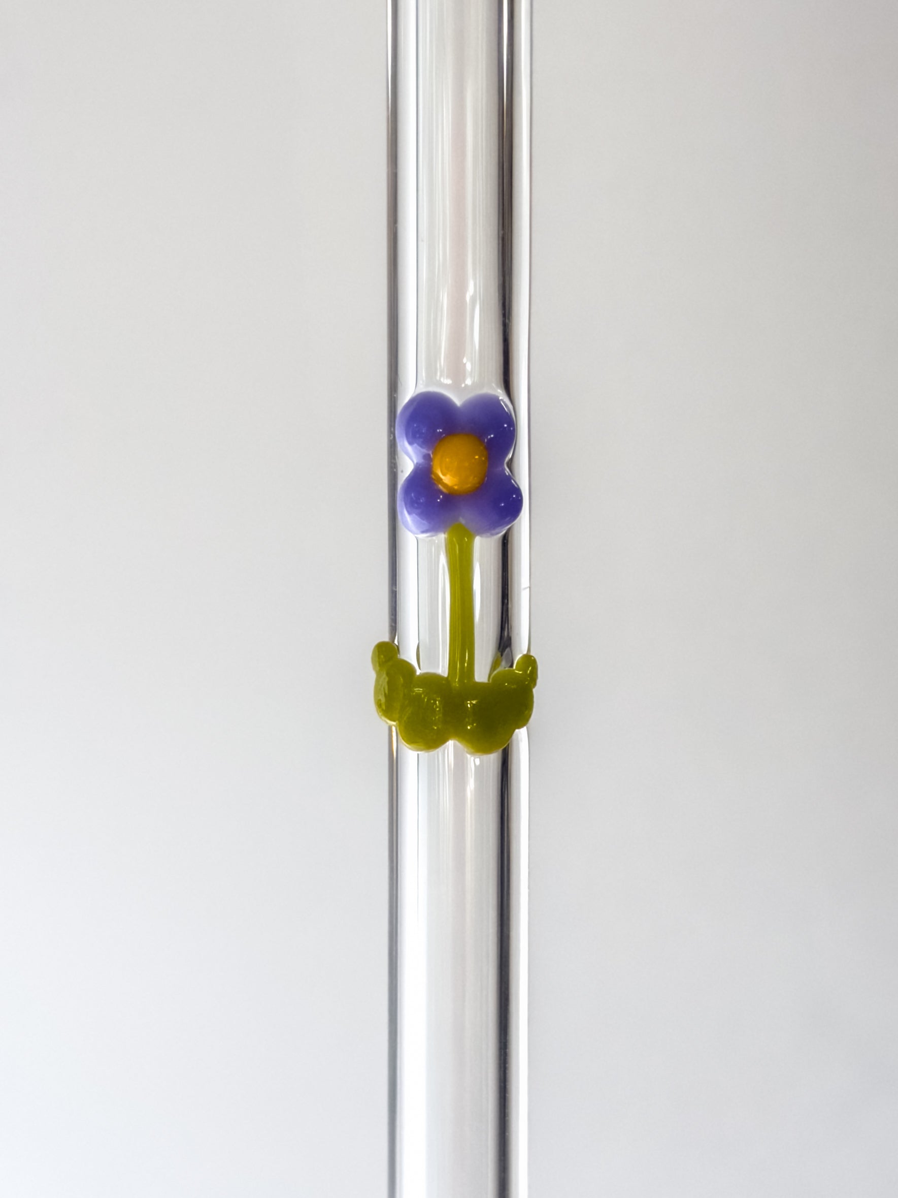 Glass Straw - little Purple Flower