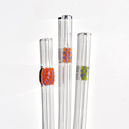 Glass Straws - Checkered